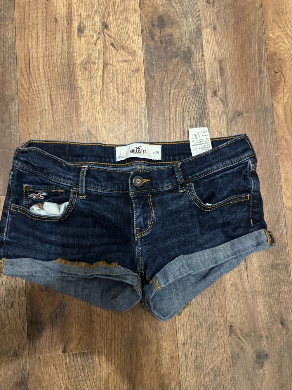 Hollister Dark Indigo Rolled Cuff Denim Shorts